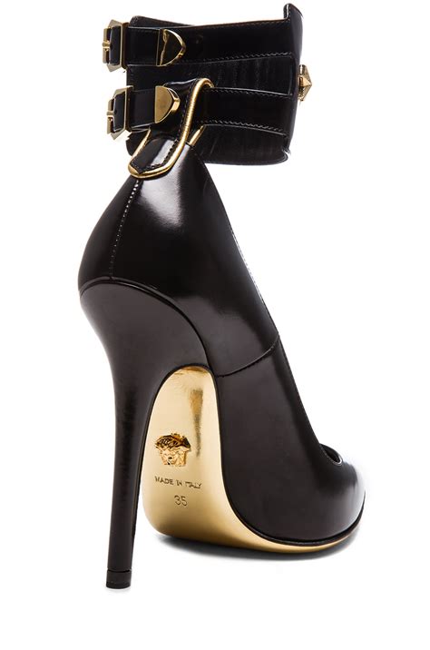 versace leather s&m dress|versace leather platform strappy pumps.